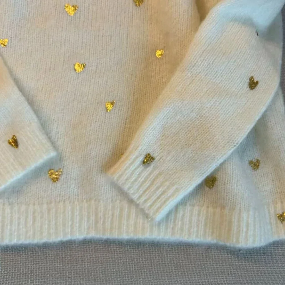 Sezane Cinta Jumper XSmall Sweaters Golden Heart Ecru Cream Ivory French Knit - Picture 8 of 10